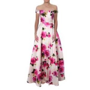 City Studio Women's Pink Floral Off Shoulder Split Neck Formal Dress sz Jr's 1